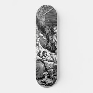 Illustrated Christmas Nativity Scene Skateboard