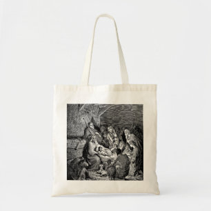 Illustrated Christmas Nativity Scene Tote Bag