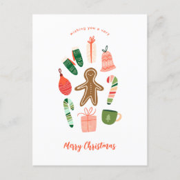 Illustrated Christmas Ornament Postcard