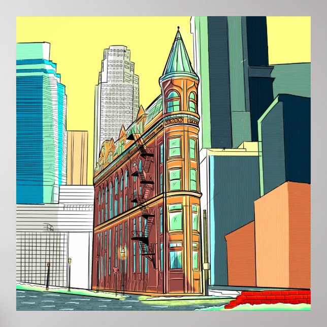 Illustrated City Building Poster (Front)