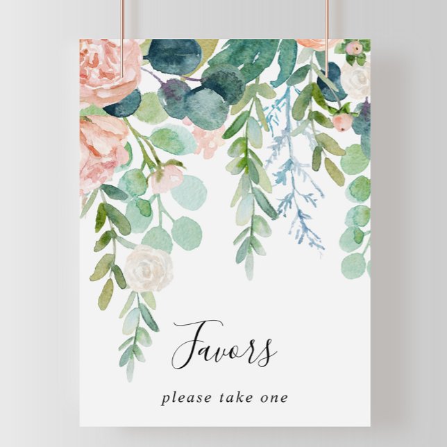 Illustrated Colorful Tropical Floral Favors Sign (Creator Uploaded)