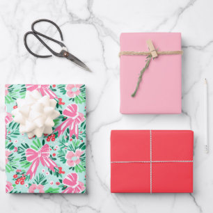 Illustrated Coquette Bow Modern Pink Gift Wrap