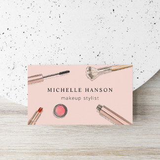 Illustrated Cosmetics Makeup Stylist Blush Business Card