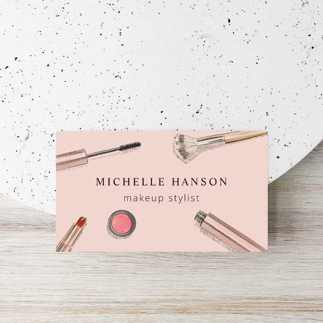 Illustrated Cosmetics Makeup Stylist Blush Business Card (Creator Uploaded)