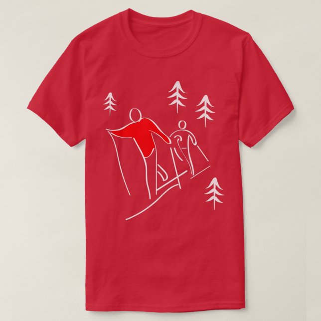 Illustrated Cross Country Skiing Design Winter Spo T-Shirt (Design Front)