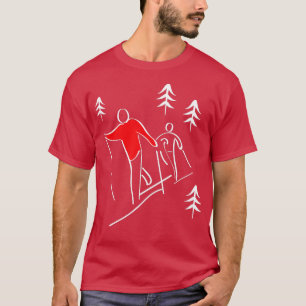 Illustrated Cross Country Skiing Design Winter Spo T-Shirt