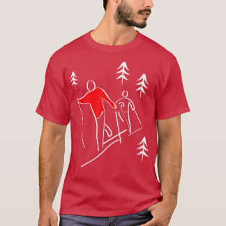 Illustrated Cross Country Skiing Design Winter Spo T-Shirt