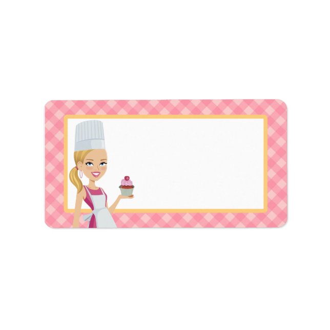 Illustrated Cupcake Girl Label in Medium (Front)