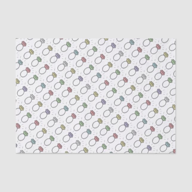 Illustrated Diamond Rings Pattern Tissue Paper (Front)