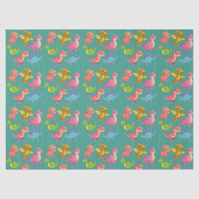 Illustrated Dinosaurs Tissue Paper (Front)