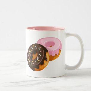 Illustrated Doughnuts Background Two-Tone Coffee Mug