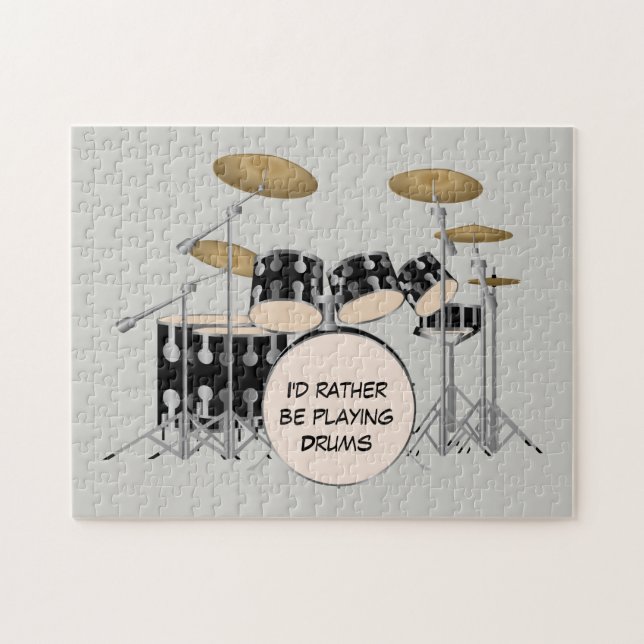 Illustrated drum set background jigsaw puzzle (Horizontal)