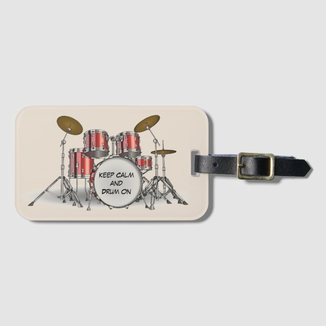 Illustrated Drum Set Luggage Tag (Front Horizontal)