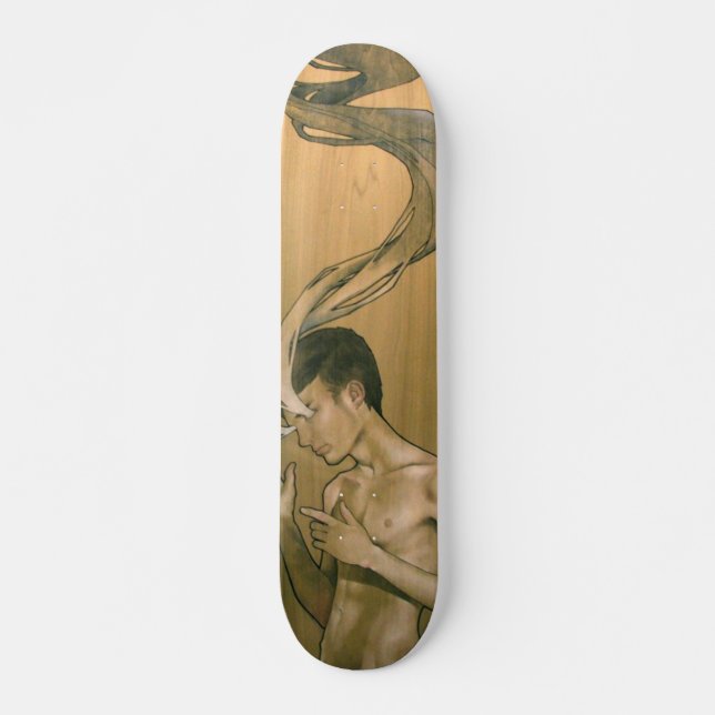 Illustrated Eyes Of Smoke Skate Board (Front)