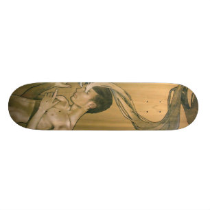 Illustrated Eyes Of Smoke Skate Board