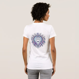 Illustrated face of a white wolf T-Shirt