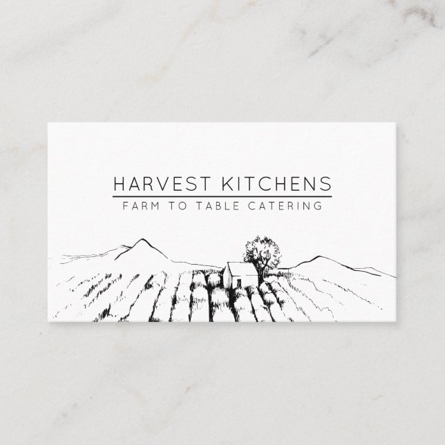 Illustrated Farm Field Catering Business Caterer Business Card (Front)