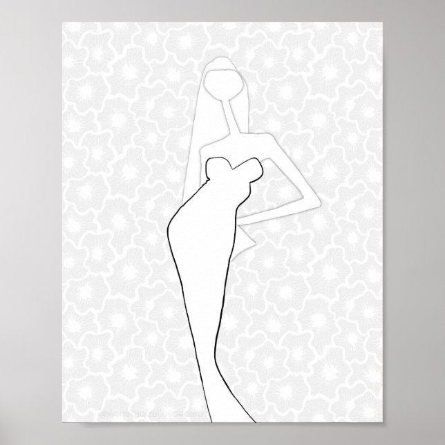 Illustrated Fashion Wedding Bride Colouring Page Poster (Front)