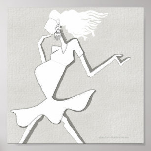 Illustrated Fashion Woman Colouring Page Poster