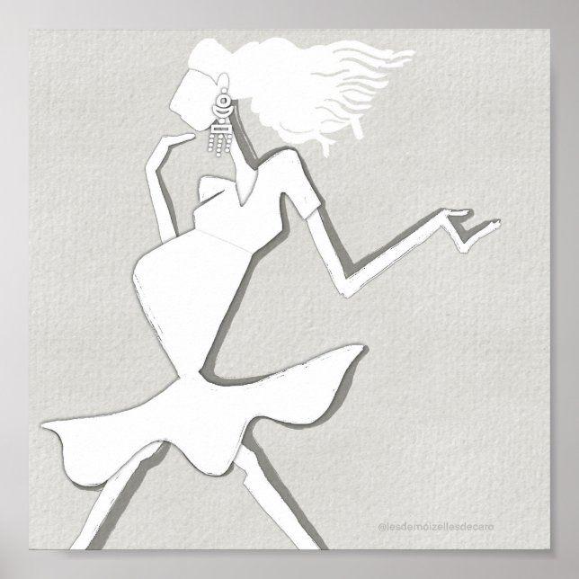 Illustrated Fashion Woman Colouring Page Poster (Front)