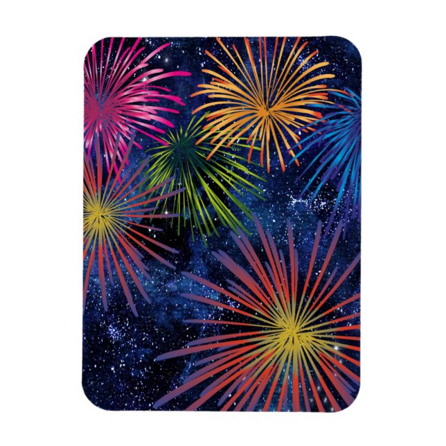 Illustrated Fireworks Magnet Dark Sky (Vertical)