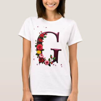 Illustrated Floral Letter "G" T-Shirt