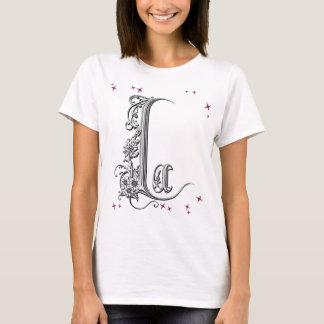 Illustrated Floral Letter "L" T-Shirt