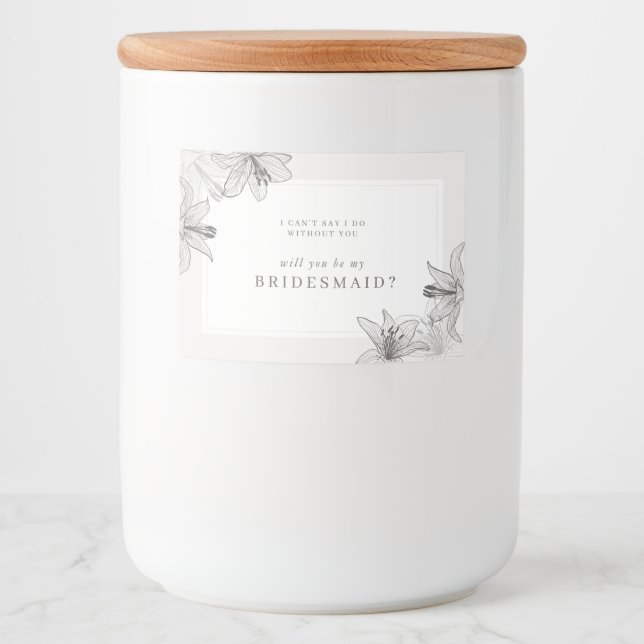 Illustrated Floral Lilies Bridesmaid Candle Label (Front)
