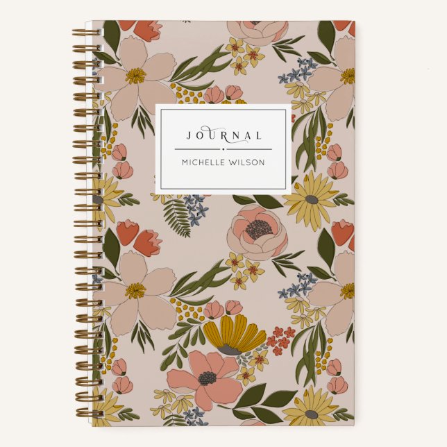 Illustrated Floral Personalised Journal (Front)