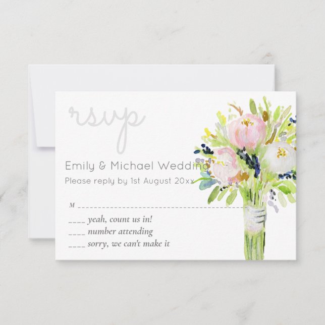 Illustrated Floral RSVP Modern and Menu Selections (Front)