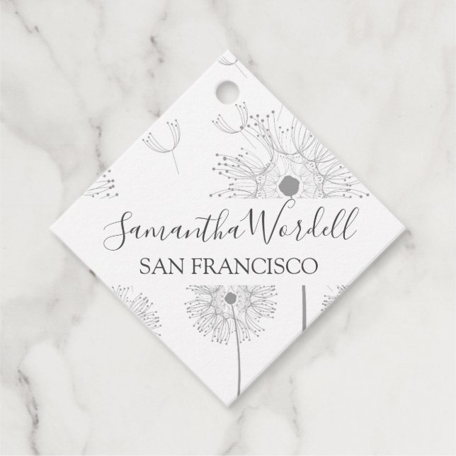 Illustrated Flower Favour Tags (Front)