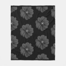 "Illustrated Flower in Black Grey Pattern"