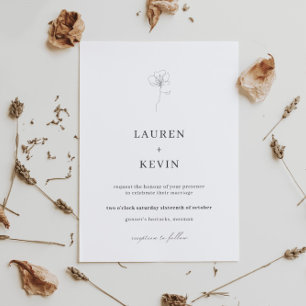 Illustrated flower simple classic wedding invitati invitation