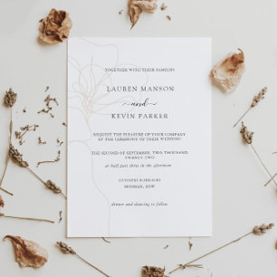 Illustrated flower simple classic wedding invitation