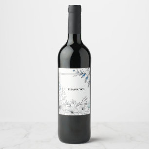 illustrated flowers thank you wine labels