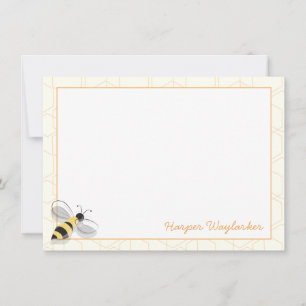 Illustrated Flying Bee Animal Bug Name Hexagon Card