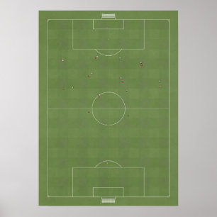 Illustrated Football Pitch from above Poster