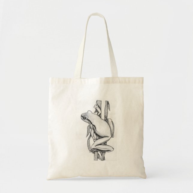 Illustrated Frog on Grass - by Skye Ryan-Evans © Tote Bag (Front)