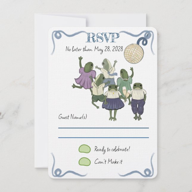 Illustrated Frogs RSVP Card (Front)