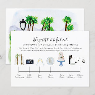 Illustrated Garden Wedding Timeline Invitation