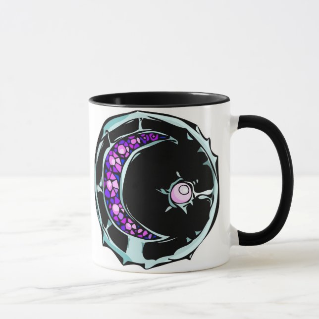 Illustrated gemstone crescent moon and star. mug (Right)