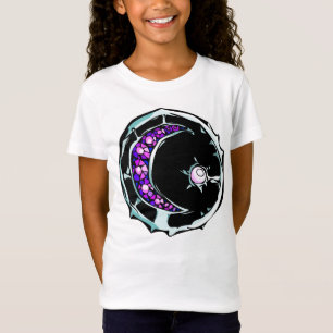 Illustrated gemstone crescent moon and star. T-Shirt