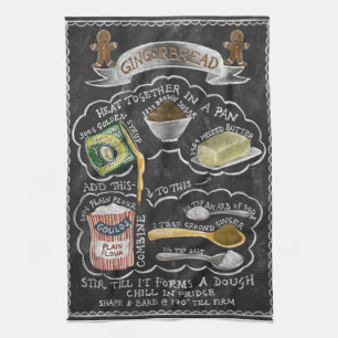 Illustrated Gingerbread Recipe Tea Towel
