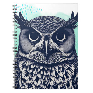 Illustrated Great Horned Owl   Notebook Journal