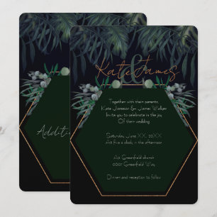 Illustrated Greenery Romantic Wedding Invitation
