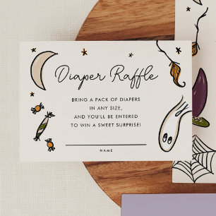 Illustrated Halloween Baby Shower Diaper Raffle Enclosure Card
