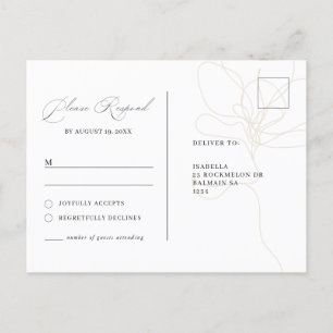 Illustrated hand drawn flower rsvp postcard