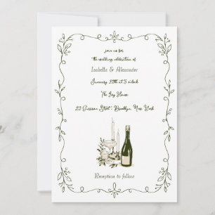 Illustrated Hand Lettered Dinner Party Invitation