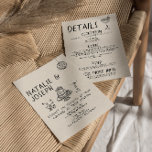 Illustrated Handwritten Cake All In One Wedding Invitation<br><div class="desc">This wedding invitation is perfect for your wedding if you are looking for an elegant unique and easy editable double sided wedding invitation .An elegant unique simple minimalist cream and black hand drawn all in one wedding template invitation. Which features plain creamy vintage background on the front and hand drawn...</div>