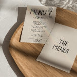 Illustrated Handwritten Drawn Retro Quirky Wedding Menu<br><div class="desc">A colourful retro funky modern black and white wedding dinner menu. Which features chic template design of creamy milky background and black hand written typography. With Hand drawn champagne glass bow. A Perfect and matching with the whole suite.</div>
